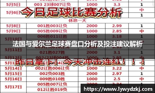 法国与爱尔兰足球赛盘口分析及投注建议解析